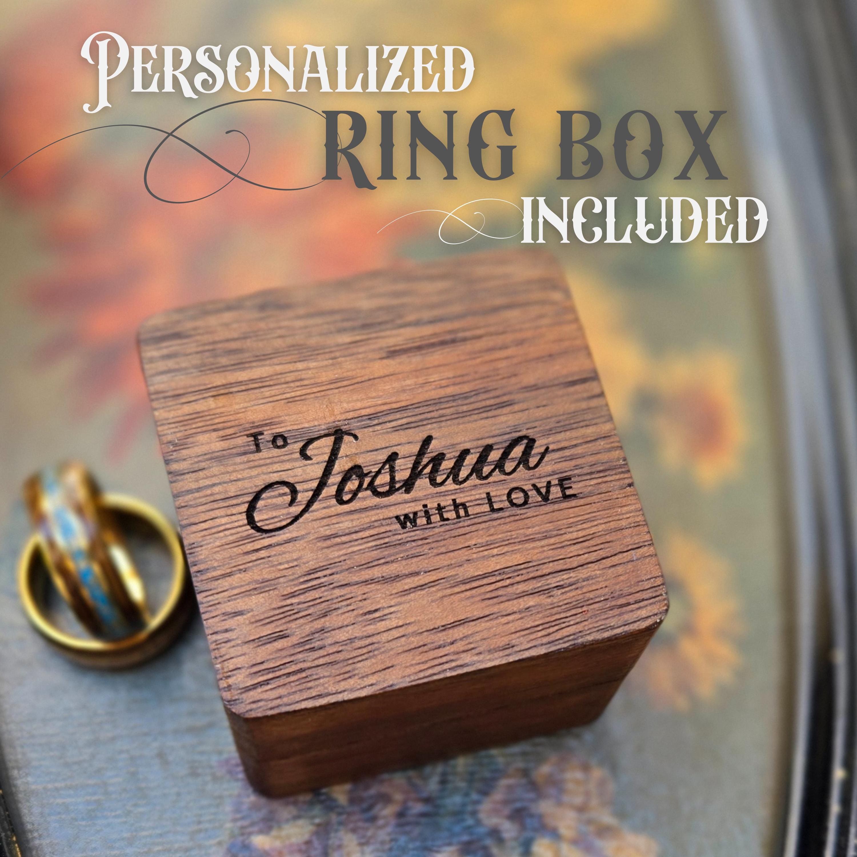 Whiskey Barrel Ring with Gold and Opal Accent Mens Engagement Promise or Wedding Band. Wood Wedding Ring with whiskey wood, opal and gold