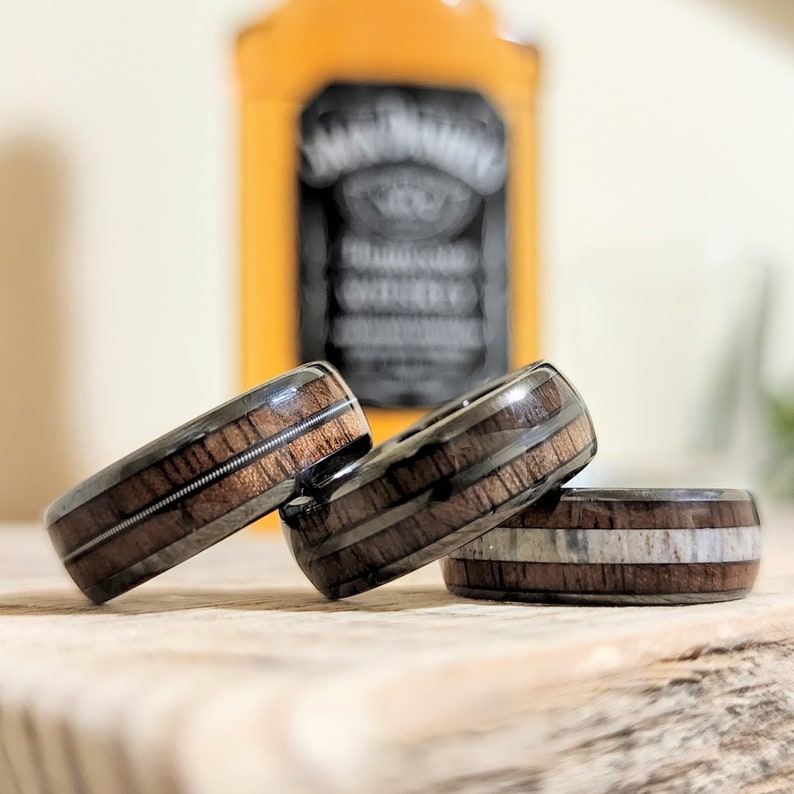 Whiskey Barrel Ring Collection Featuring Deer Antler Ring Etsy