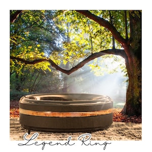 Legend Wood Inlay Tungsten Ring, Black Wedding Band for Men, Rustic Oak Detail