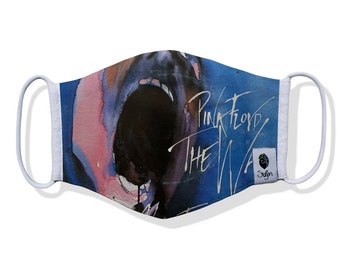 Pink Floyd Bamboo Face Mask, The Wall Print, Breathable 3-Layer 100% Bamboo & Organic Cotton, Washable and Reusable