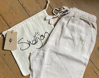Organic Linen Shorts, Fair Trade, Deep Front & Back Pockets, Comfortable Boho Style, Unisex Shorts