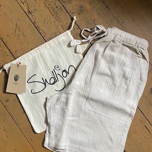 Organic Linen Shorts, Fair Trade, Deep Front & Back Pockets, Comfortable Boho Style, Unisex Shorts