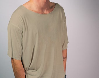 Bamboo T-shirt, Olive Green 100% Organic, Sustainable Scoop Neck, Fair Trade, Vegan friendly, Breathable, Plain White Tee