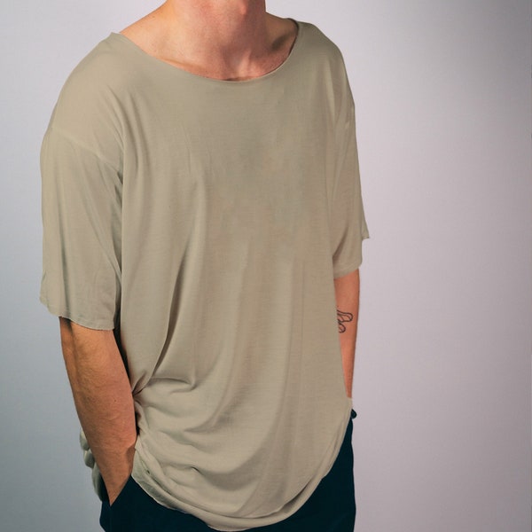 Bamboo T-shirt, Olive Green 100% Organic, Sustainable Scoop Neck, Fair Trade, Vegan friendly, Breathable, Plain White Tee