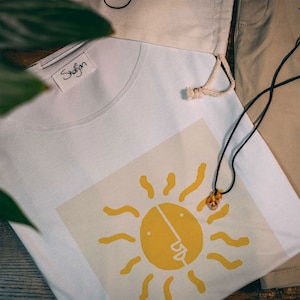 T-shirt en bambou MR SUNSHINE, 100 % biologique, durable, encolure dégagée, commerce équitable, respectueux des végétaliens, éthique, T-shirt respirant
