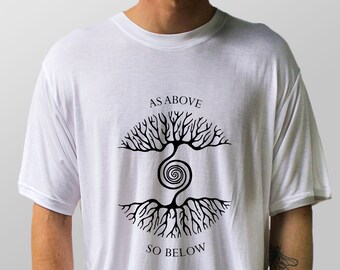 Bamboo T-shirt, As ABOVE, So BELOW 100% Organic Sustainable Natural Crew Neck Design, Breathable, Fair Trade, Vegan Friendly T-shirt