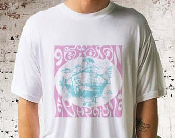 Jefferson Airplane TShirt, Organic Bamboo Fibres, Vintage Woodstock Hippie Art Print, Handmade Crewneck, Band Shirt