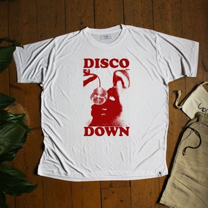 Disco Down T-shirt, Vintage Style Disco Ball Cherry, Organic Bamboo Shirt, Disco Music Printed Tee