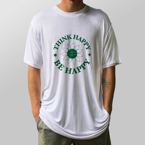 Bamboo T-shirt, Be Happy, Sustainable Natural Crew Neck, 100