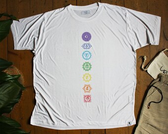 Chakra bamboo yoga T-shirt, 100% organic and ethical, handmade spiritual yoga meditation Tee