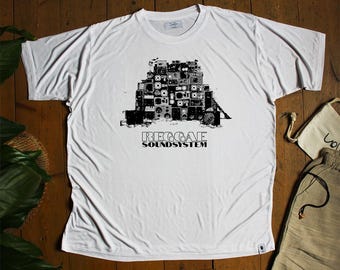 Camiseta de bambú orgánico, camiseta de sistema de sonido reggae, camiseta gráfica de música dub, estampado vintage de pila de altavoces, camiseta para amantes de la cultura jamaicana