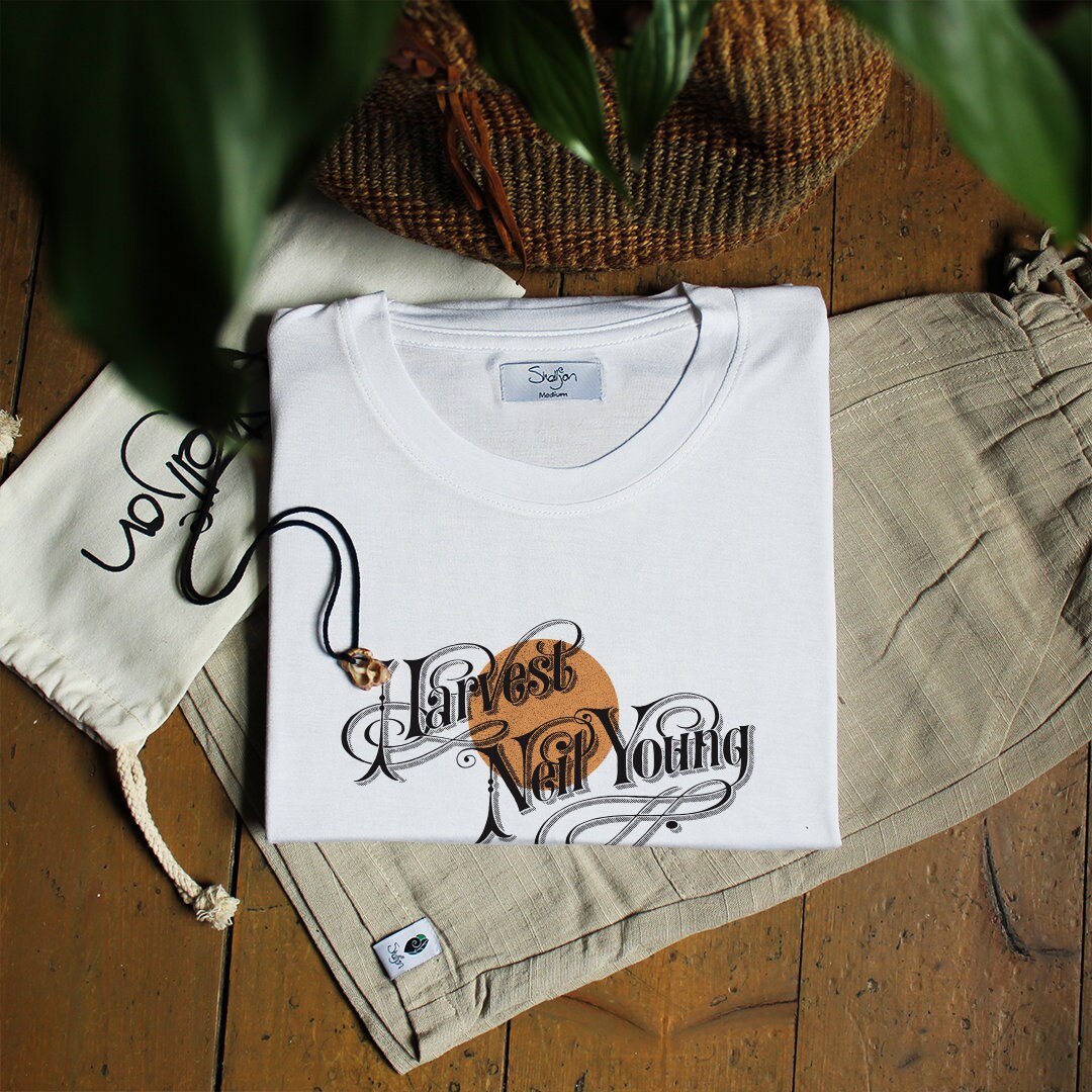Neil Young Harvest Tee, Organic Bamboo Tshirt, Handmade
