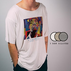 T-shirt en bambou Sam Cooke, 100 % biologique, A Change is Gonna Come, encolure dégagée, commerce équitable, respirant, t-shirt musique