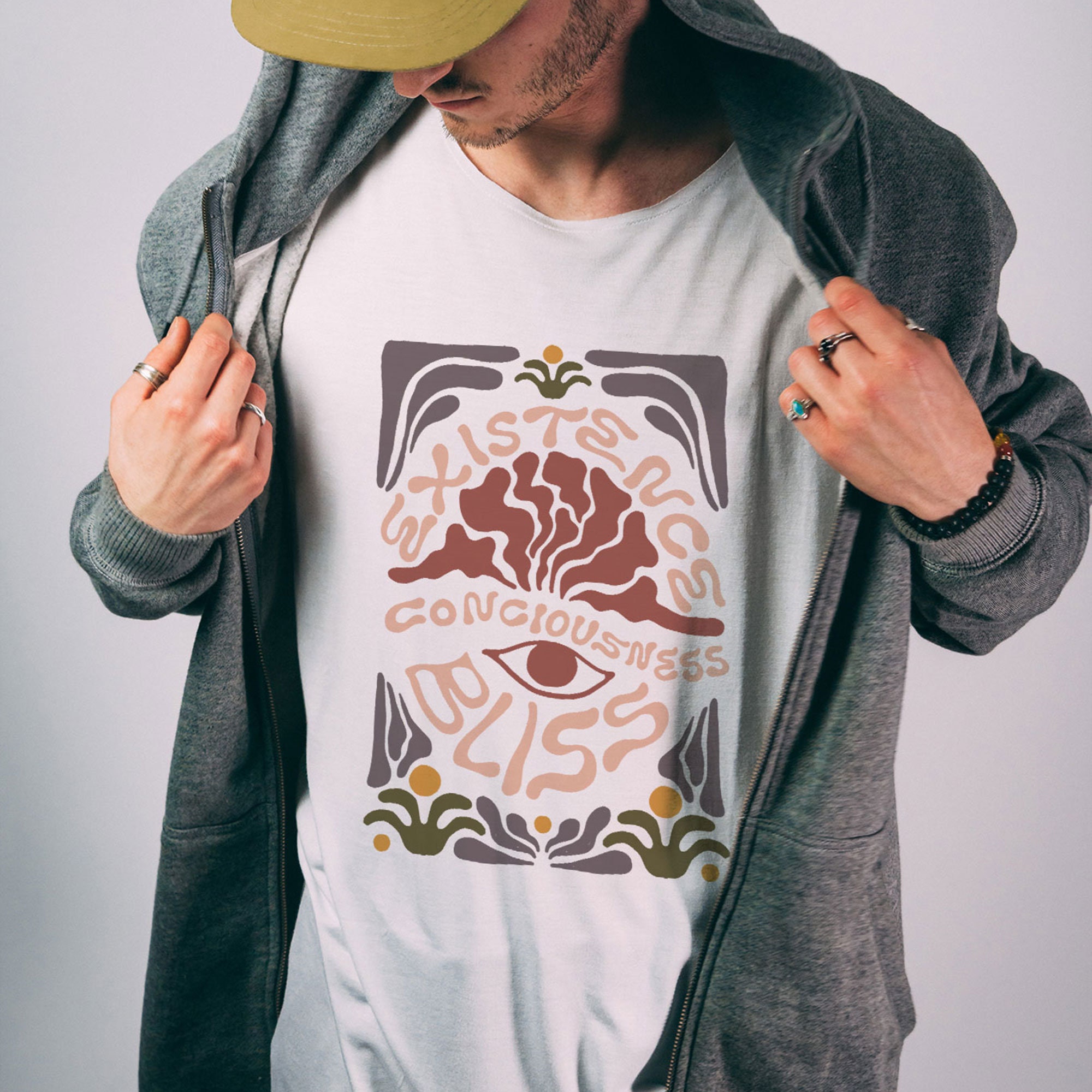 Mantra Bamboo T-shirt, 100% Organic, Existence, Consciousness, Bliss, Scoop Neck, Boho Hippie, Fair Trade, Ethical, Yoga T-shirt