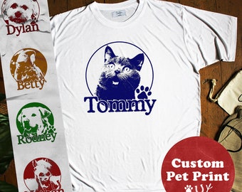 Camiseta de bambú con estampado de mascota personalizado, 100 % orgánica, cuello redondo sostenible, diseño personalizado, comercio justo, regalo apto para veganos