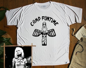 Camp Funtime, camiseta icónica de Blondie, 100 % bambú orgánico, estética grunge, camiseta de banda de rock ética hecha a mano
