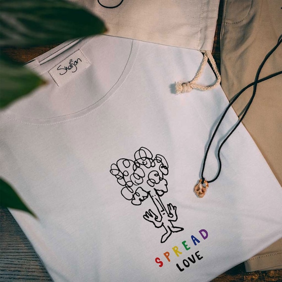 Bamboo T-shirt, 100% organic, Spread Love, Sustainable Scoop Neck, Fair Trade, Vegan Friendly, Breathable Tee