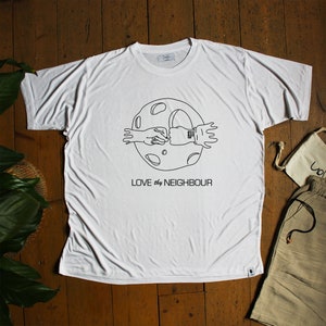 Love Thy Neighbour, 100% organic bamboo T-shirt, Fist Pump, UFO, Alien, Moon, Space Shirt