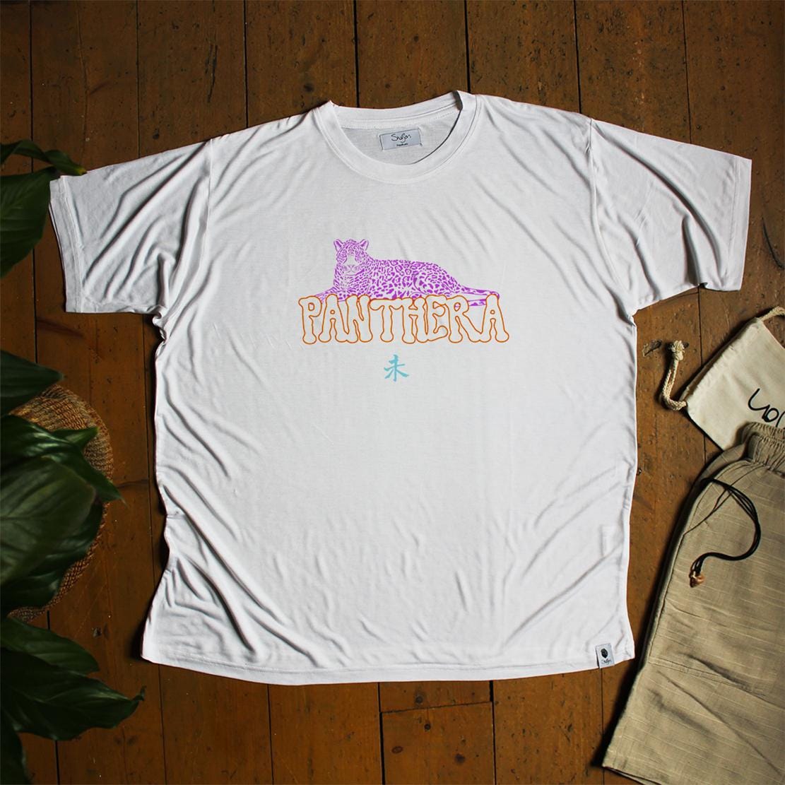 Organic Bamboo T-shirt, Panthera Graphic Tee, Leopard Print Shirt