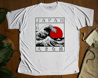 Camiseta de bambú orgánico La Gran Ola de Kanagawa: camiseta ecológica de arte japonés