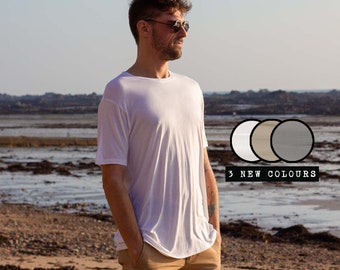 Bamboo T-shirt, 100% Organic and Sustainable Natural White Crew Neck, Breathable, Handmade, Ethical T-shirt