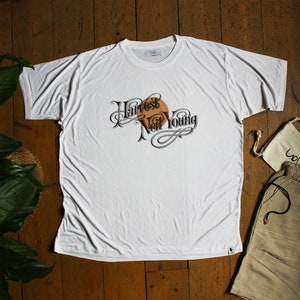 Neil Young Harvest Tee, Organic Bamboo Tshirt, Handmade, Classic Vintage, Country Rock Music Shirt