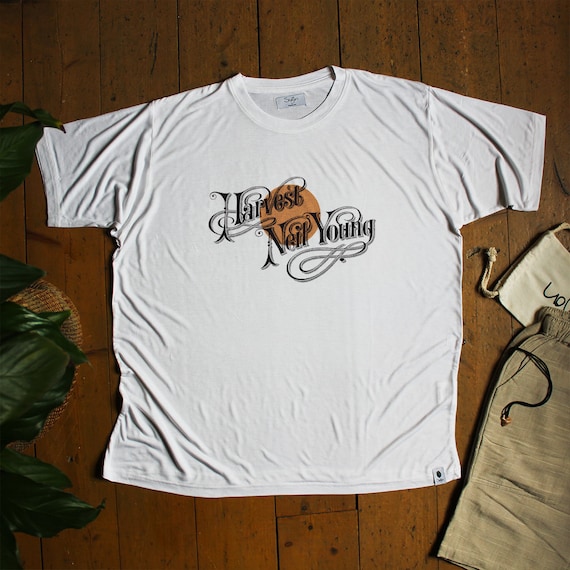 Neil Young Harvest Tee, Organic Bamboo Tshirt, Handmade, Classic