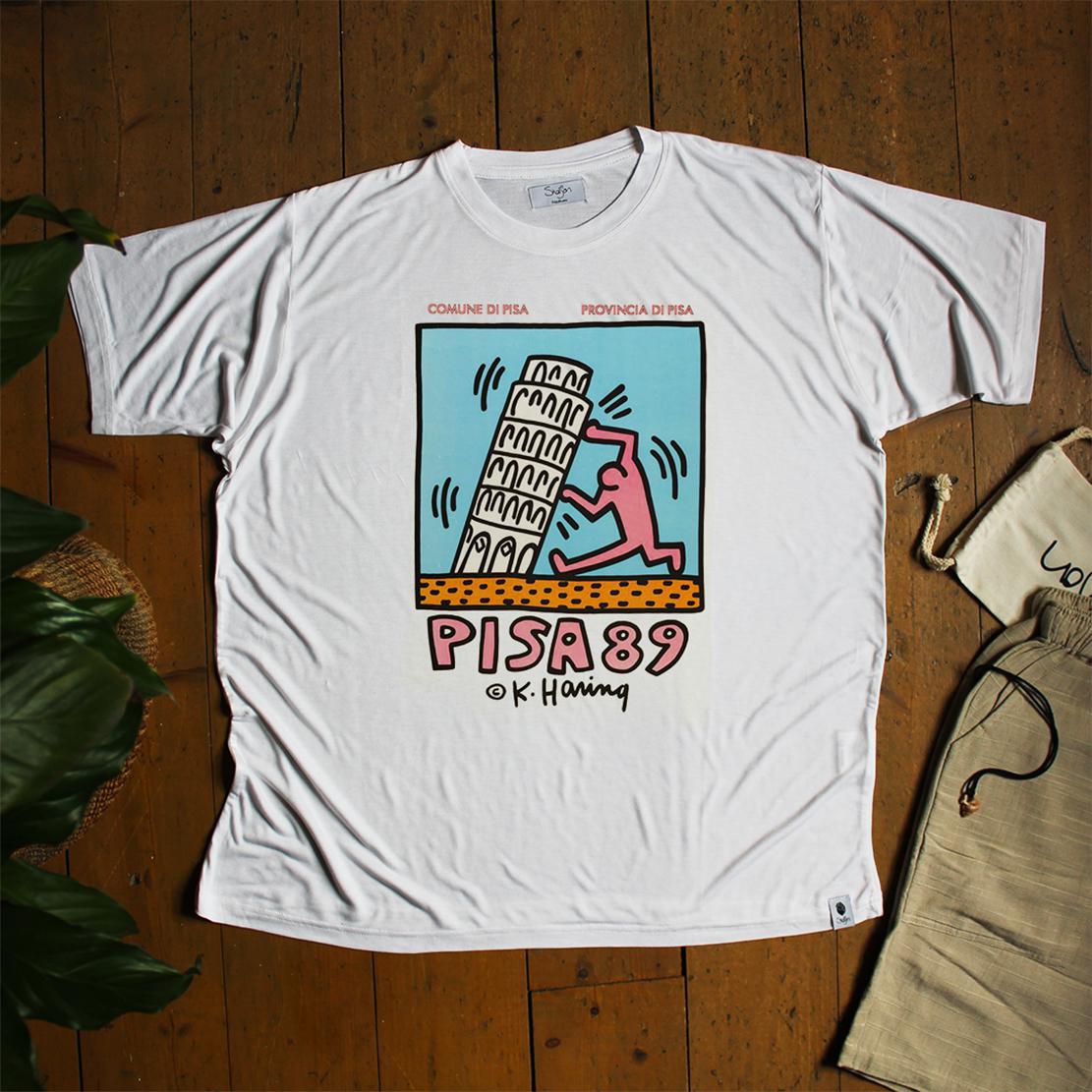 Keith Haring vintage Pisa 89 bamboo tshirt, retro style tee, 100% organic fibres handmade fair trade retro art Tee