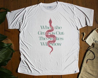 Camiseta de bambú orgánico, cuando se corta la hierba, aparecen las serpientes, misticismo, estoicismo, estilo vintage, esoterismo, cita de la camiseta de bambú