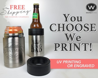 Personalized Slim Can Koozie, UV Printer or Engraved, Wedding Koozie, Wedding gift for him or her, You choose, we print, Bridesmaid gift