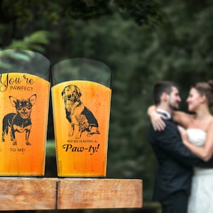 Custom Illustrated Pet Wedding cups, Pet 12oz, 16oz, 24oz Wedding Cups, Custom Wedding Cups, Modern Wedding Cups, Bachelorette Party Favors