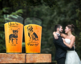 Custom Illustrated Pet Wedding cups, Pet 12oz, 16oz, 24oz Wedding Cups, Custom Wedding Cups, Modern Wedding Cups, Bachelorette Party Favors