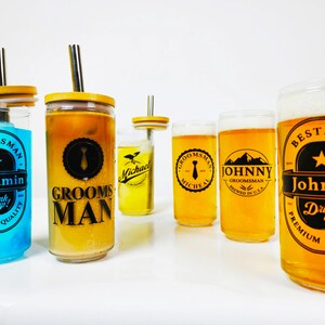 Custom cups with lids and straw, Personalized Groomsmen Gift, Beer Mugs, Personalized Beer Can Glasses, Groomsmen Beer Glasses