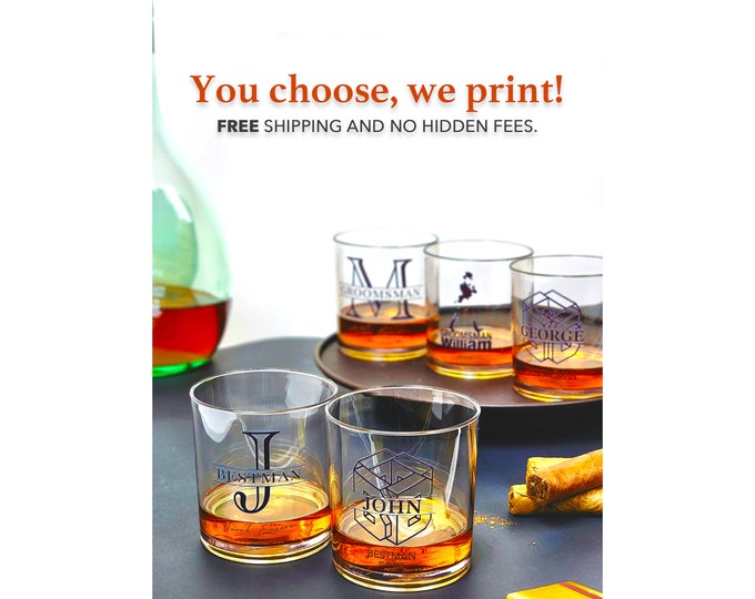 Custom Whiskey Glasses, 10oz Whiskey Glasses Personalized, Monogram Whiskey Glasses, Bourbon Glasses, Groomsmen Gift Custom Party favor