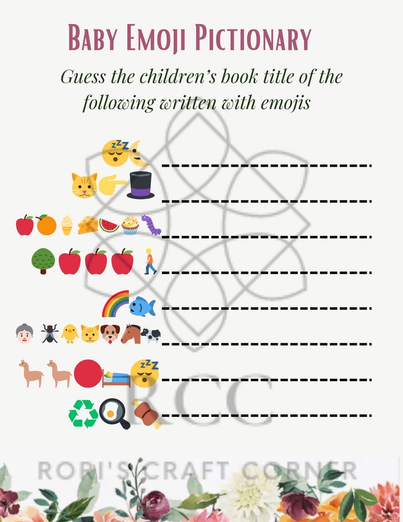 PNG Fall Floral Baby Shower Invitation and Games Bundle Etsy