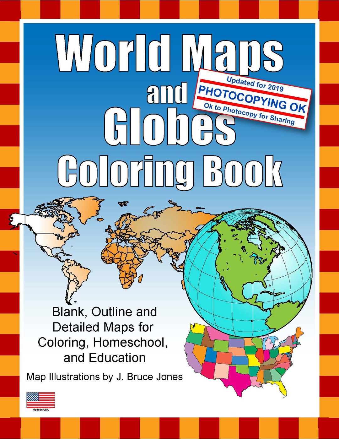 World Maps and Globes PDF Coloring Book Blank Outline Maps Etsy
