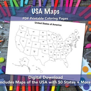 USA 50 Bundesstaaten PDF Karten | Arbeitsblätter und Malvorlagen