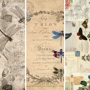 DRAGONFLIES/BUTTERFLIES Roycycled Treasures Decoupage Papers