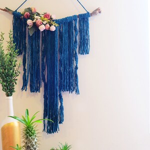 Macrame Wall Hanging with Faux Rose Decoration