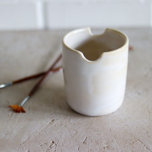 White Painter's Cup, Brush Holder, Gift for Artist, Paint Water Cup, Ceramic Brush Holder, Birthday Gift for Painter image 6