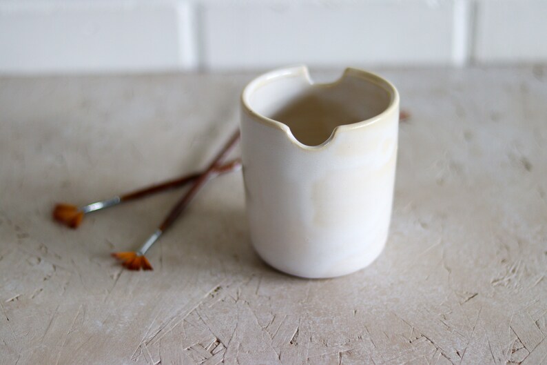 White Painter's Cup, Brush Holder, Gift for Artist, Paint Water Cup, Ceramic Brush Holder, Birthday Gift for Painter image 6