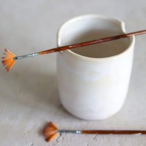 White Painter's Cup, Brush Holder, Gift for Artist, Paint Water Cup, Ceramic Brush Holder, Birthday Gift for Painter image 5