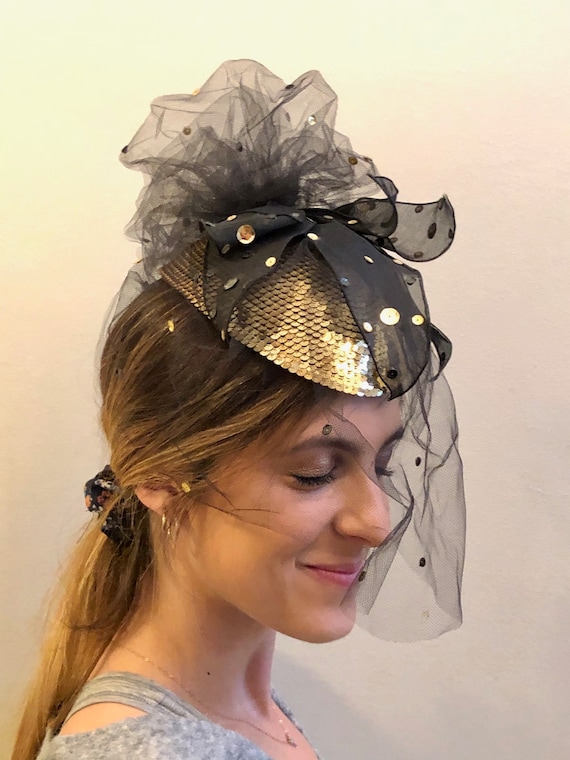 Whittall & Shon Vintage Fascinator Hat in Gold and