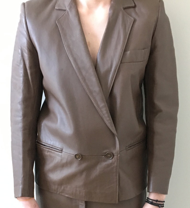 Womens Chocolate Brown Soft Leather Double Breasted Jacket Etsy