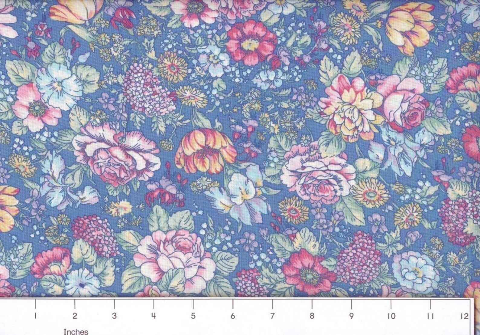 Large Multi Colored Country Florals With Light Blue Background Quilting ...