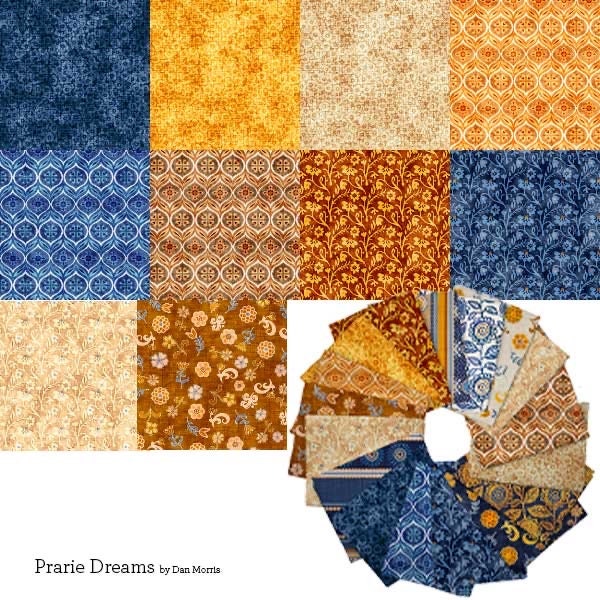 QT Fabrics Prairie Dreams Fat Quarter Yard Bundle 17 Pieces Earthtones Fabric Set