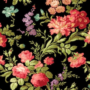 108 inch Black Classic Floral Quilt Backs by Windham Collection Wide Premium Cotton Quilt Backing Fabric