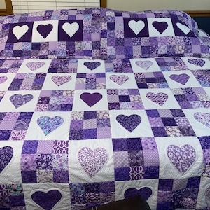 King Size Heart and Nine Patch Custom Quilt