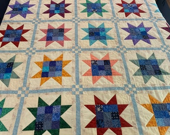 Homemade Patchwork Stars Queen Size Quilt Custom Order