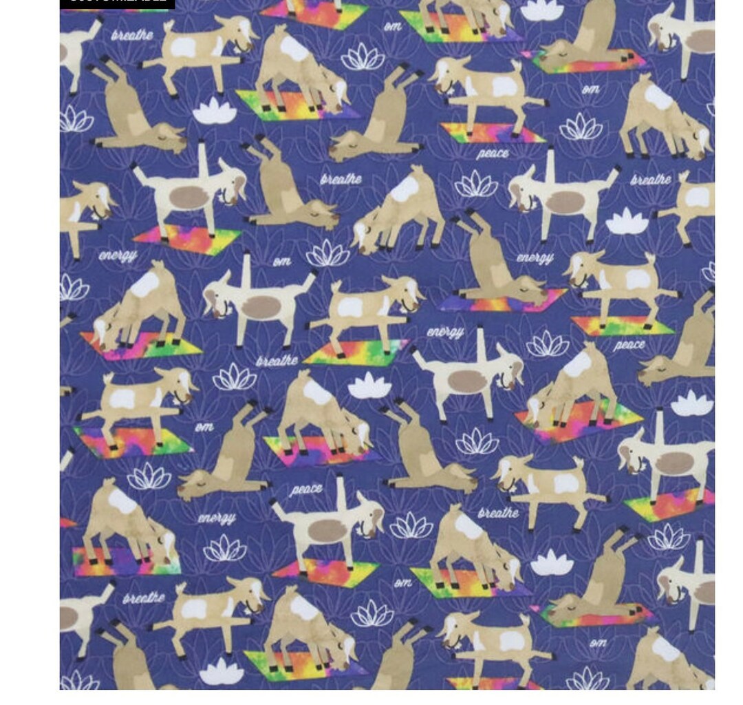Happy Goat Yoga Cotton Fabric Etsy